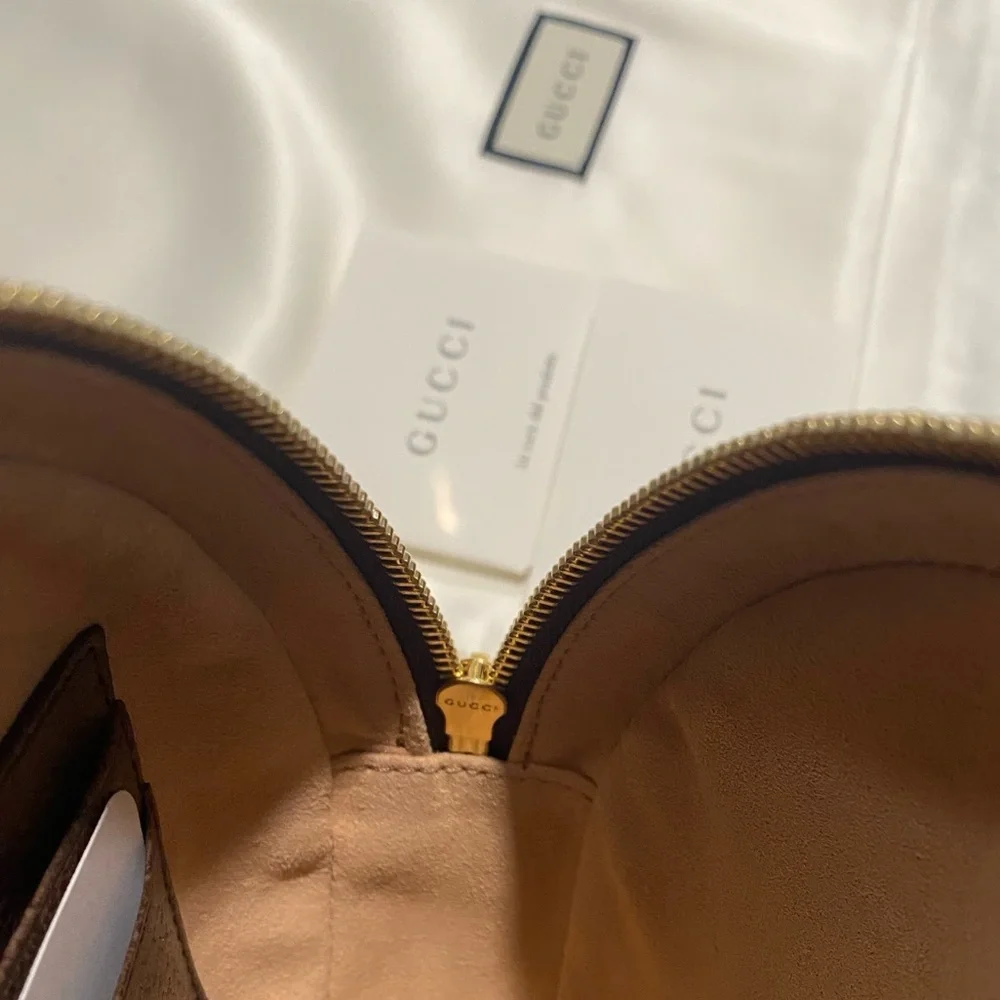 NEW!✨GUCCI✨GG GUCCISSIMA SUPREME & LEATHER ROUND BACKPACK SHOULDER CROSSBODY BAG - Picture 14 of 15